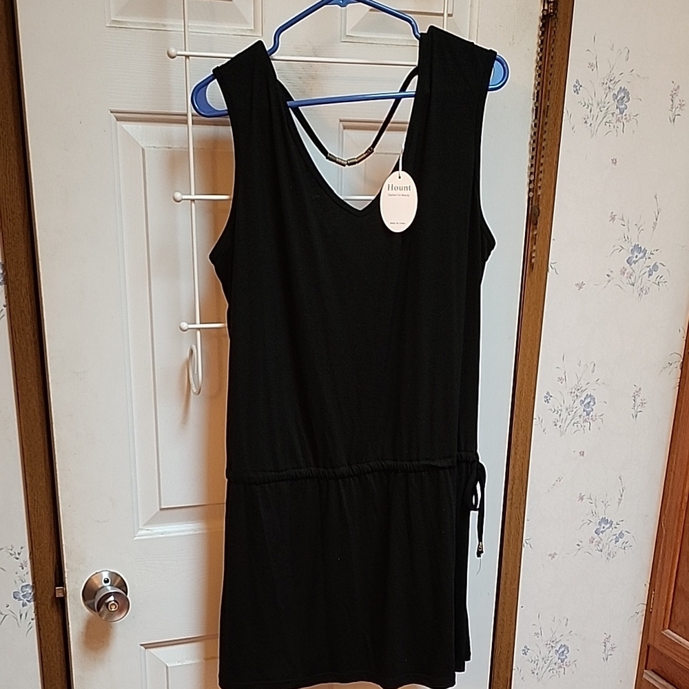 Black Sleeveless Tank Top Dress with Scoop Neckline NWT